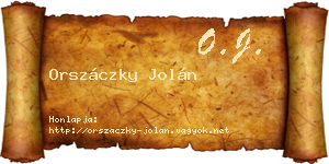 Orszáczky Jolán névjegykártya