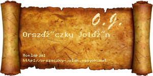 Orszáczky Jolán névjegykártya