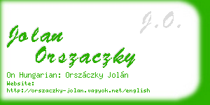 jolan orszaczky business card